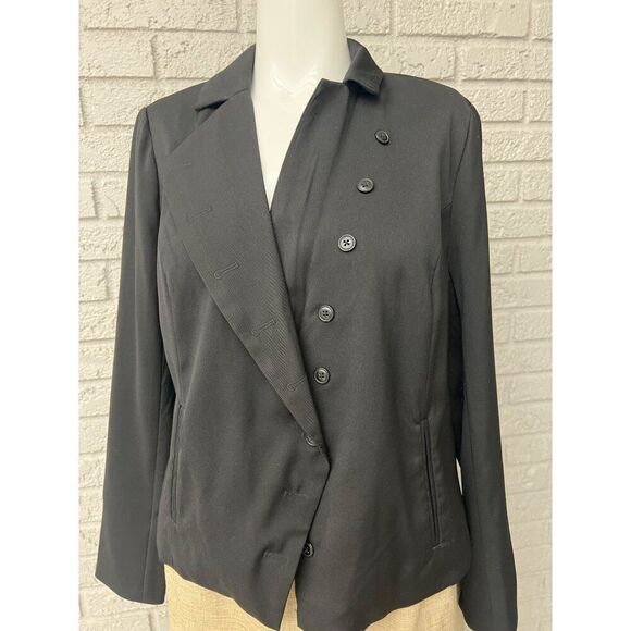 Laurie Flelt Women Black Cropped Back Pleated Blazer  Size 4 - Picture 13 of 16